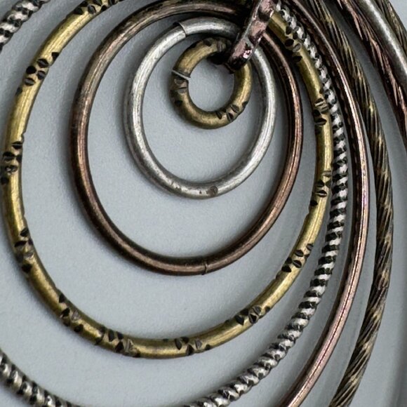 Vintage Sixties Mixed Metal hoop earrings. - Picture 8 of 11